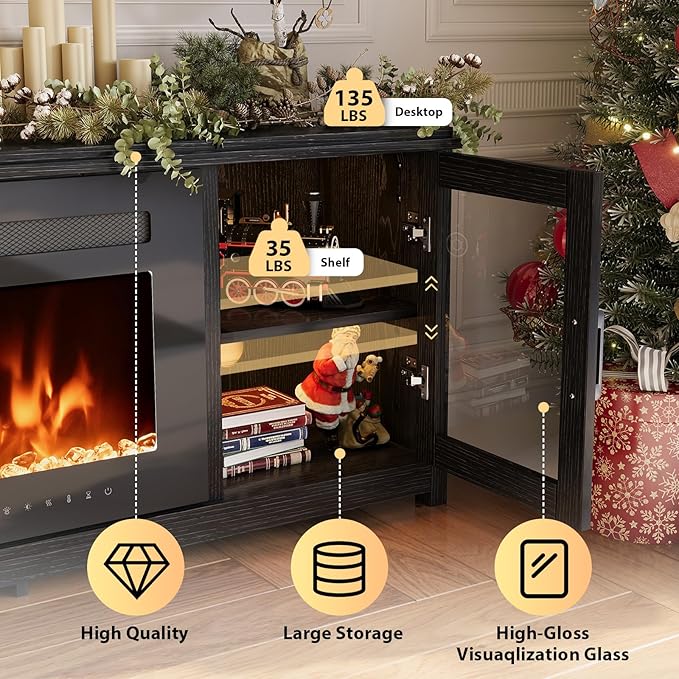 MXV 80" Fireplace TV Stand, Modern Entertainment Center