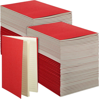 100 Pcs Kraft Notebook Journals 5.5 Inch x 8.3 Inch A5 Softcover Notebooks Bulk for Writing Sketch Office Notepad with 60 Pages 30 Sheets (Multicolor,Lined) (Red,Lined)