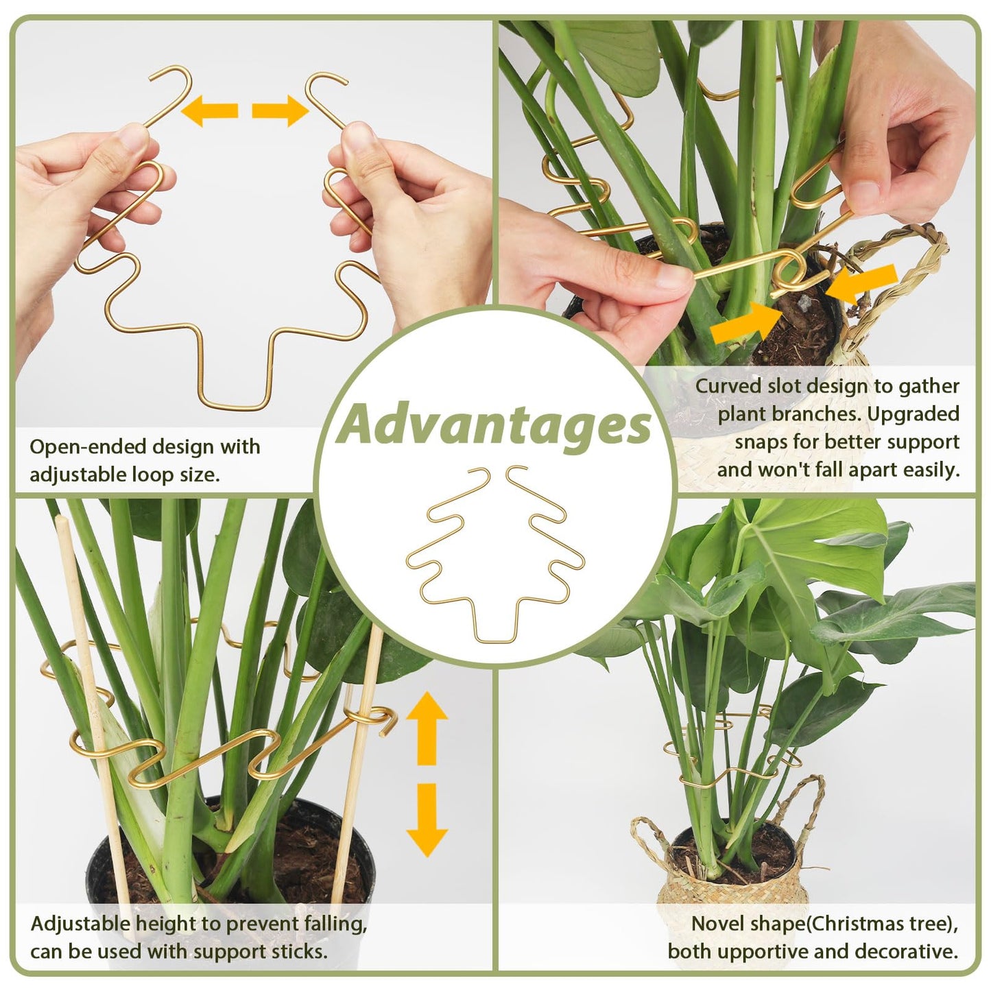 PRETTY JOLLY 5PCS Iron Monstera Plant Support Stakes Premium Plant Stand for Indoor & Outdoor Plants Practical Leaf Holders,Durable Trellis Accessories for Gardening Enthusiasts(Tree+Butterfly)