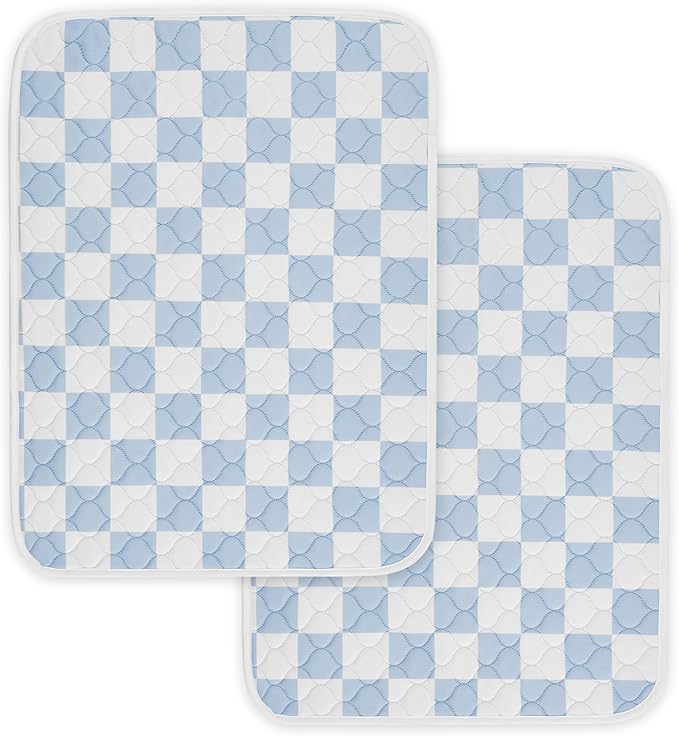 2 Pack Blue Checkered Washable Pee Pads for Dogs, Checkered Reusable Dog Pee Pads, for Puppy Playpen, Crate, Whelping Box, Potty Training, Cute Aesthetic Absorbency, Leak-Proof Non-Slip