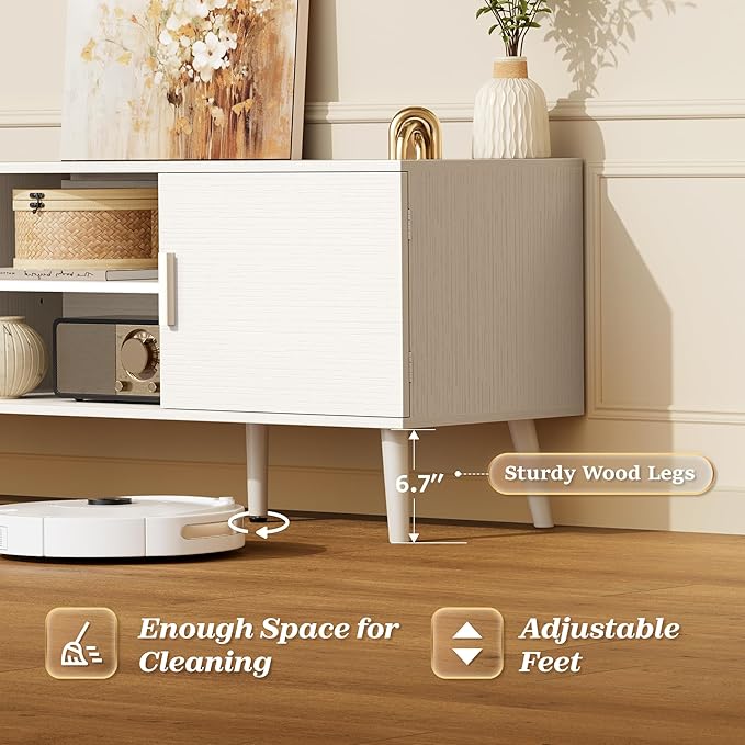 SUPERJARE TV Stand for 55 Inch TV, Entertainment Center