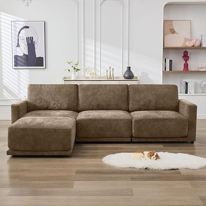 110.6" L Shaped Modular Sectional Sofa Modern Chenille Comfy Couch