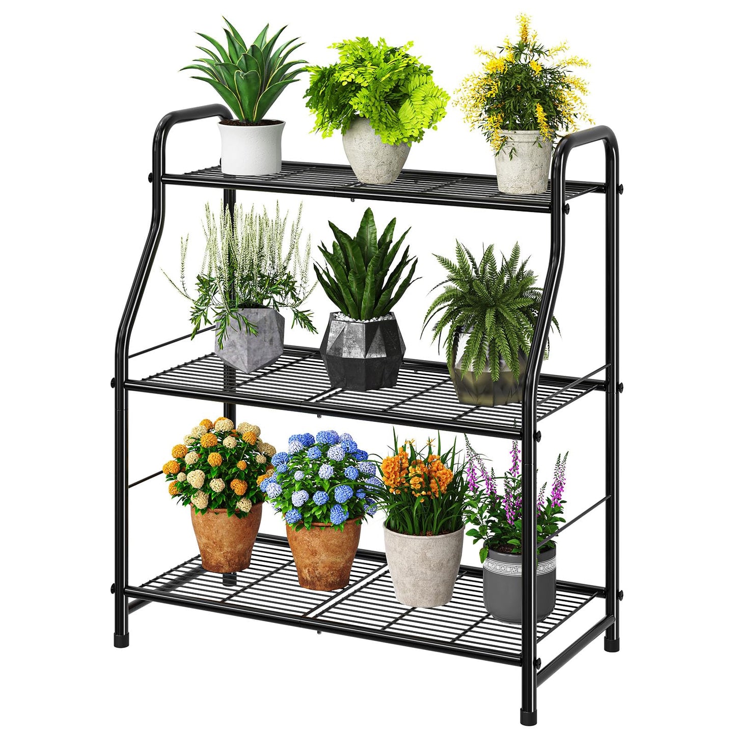 Simple Trending Plant Stand Indoor Outdoor, Plant Shelf for Multiple Pots Metal, 3 Tiers Large Plant Holder for Living Room Garden Balcony