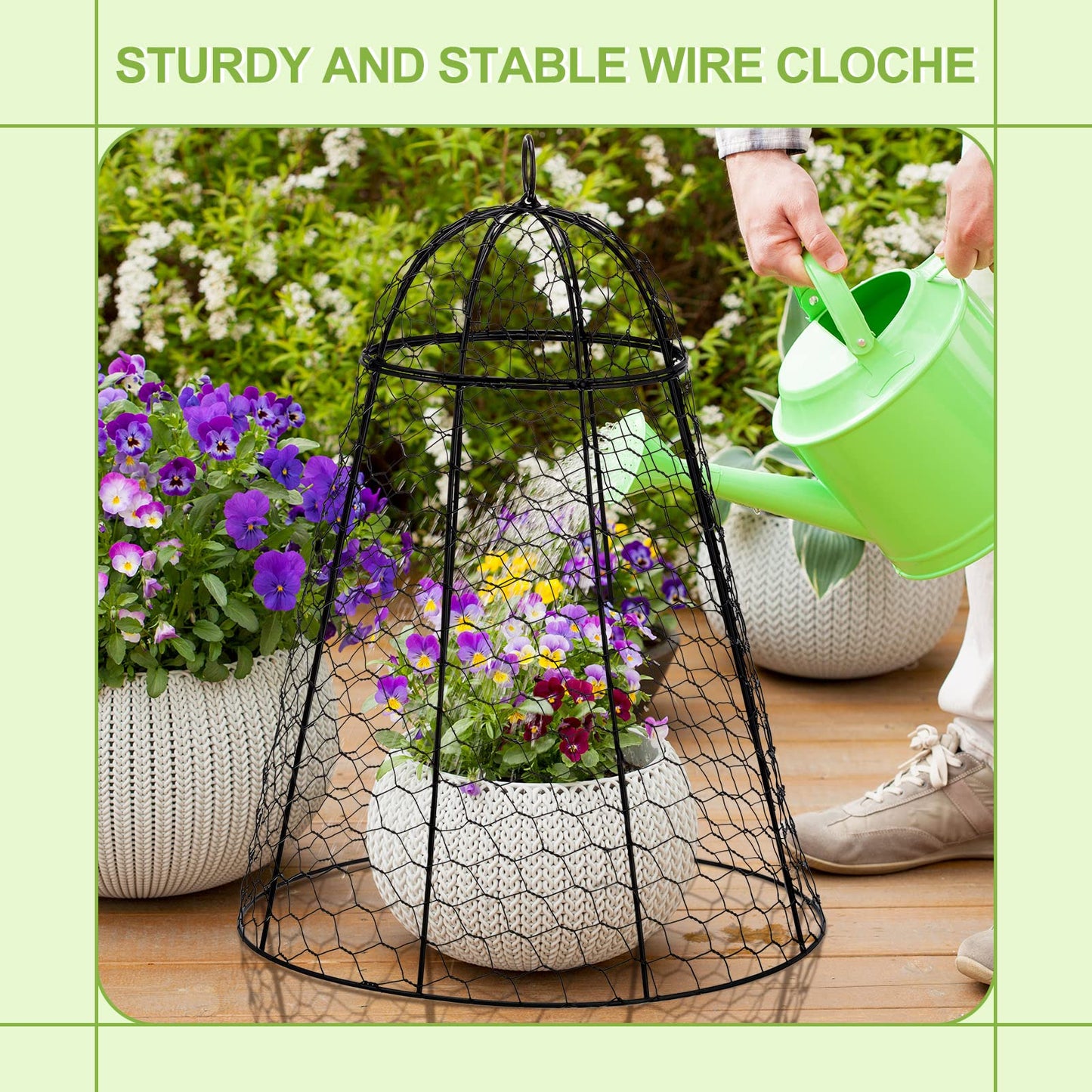 12 Pack Garden Chicken Wire Cloche, 12" W x 15.7" H Plant Protectors and Covers, Wire Garden Cloches from Animals, Metal Cage Plant Protection, Strong and Not Easy to Deform, No Assembly Required