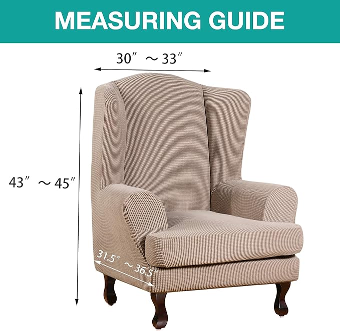 Turquoize Wingback Chair Covers 2 Piece Wing Chair Slipcover Stretch Slipcovers
