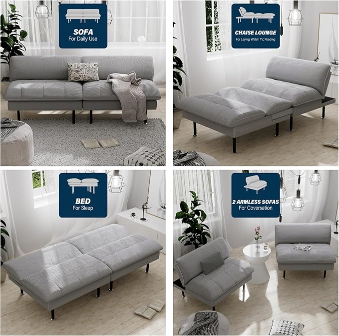 Ribilake 70" Futon Sofa Bed, 4 in 1 Multi-Function Couch Sleeper