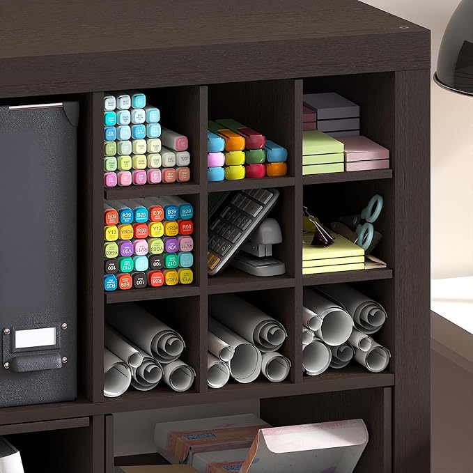 Furinno Cubicle Cube Insert, 9-Compartment Cube Organizer, Geometric Shelf