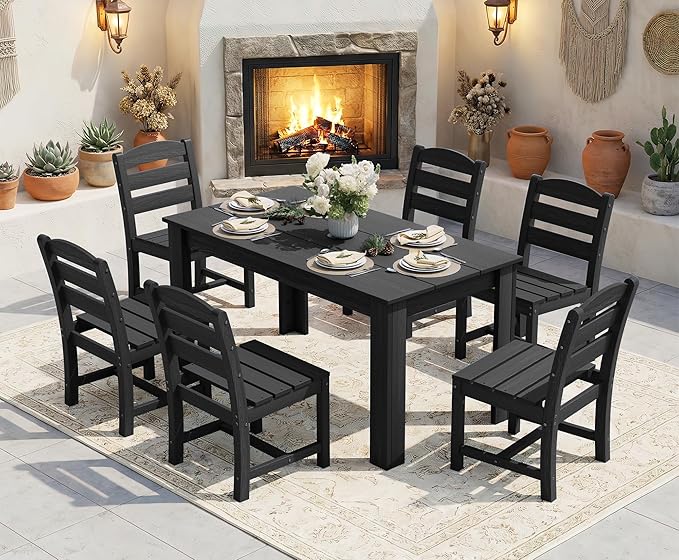 SERWALL HDPE Dining Set for 10 – 2 Tables, 8 Armless + 2 Armchairs. Includes 10