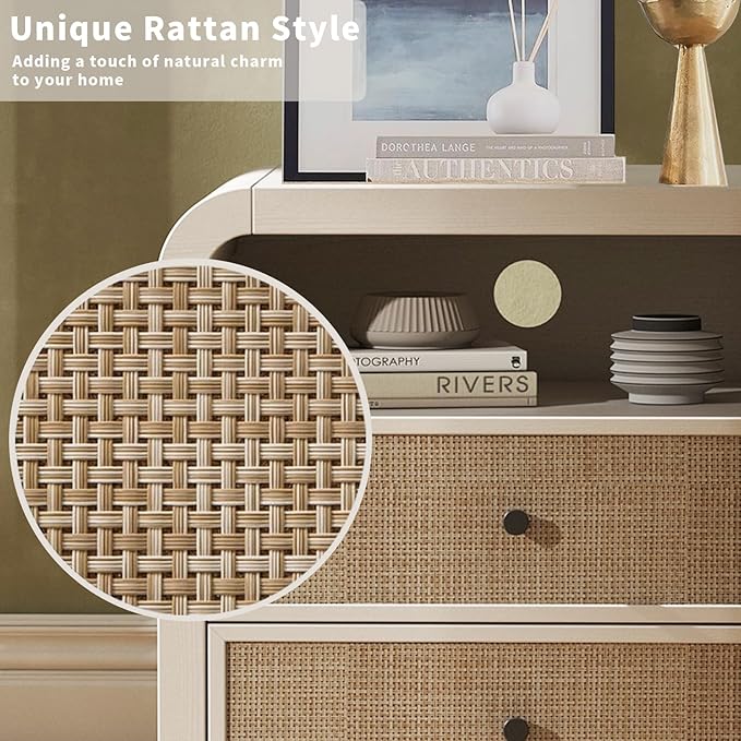 Oak&Sparrow Rattan Nightstand, 23.6'' Rattan End Table