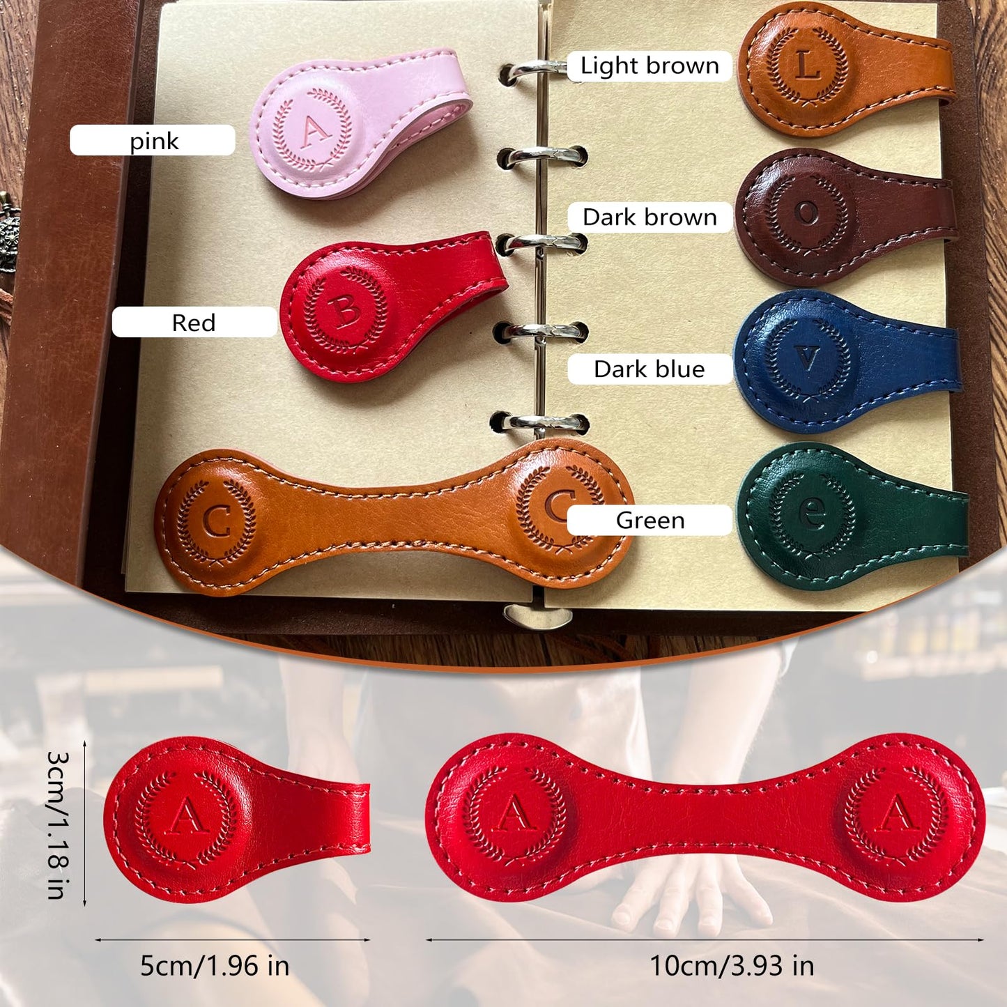 Leather Magnetic Bookmarks, 3D Embossed Alphabet Initial Letter Bookmark, Cute Page Markers for Books, Journals, Planners, Bible, Small Reading Gifts for Women Men, Teachers, Students (Pink a)