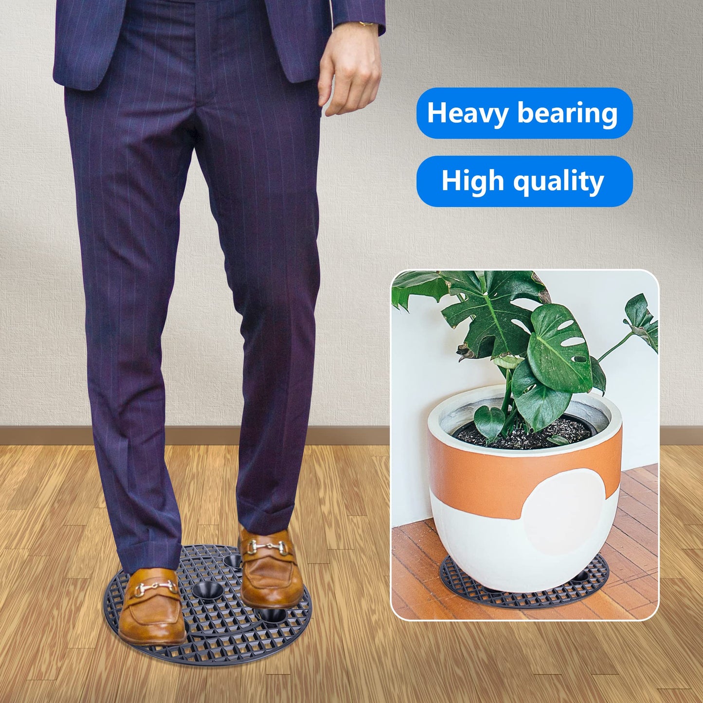 LFUTARI 6 PCS Plant Level Pot Elevator, Plant Stands, 12inch Plant Pot Saucer for Prevent Rot and Damage on Patio & Deck (30cm-6pcs, Black)