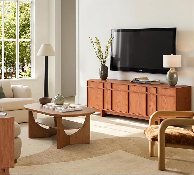 TV Stand for 75 Inch TV, Mid Century Modern TV Stand