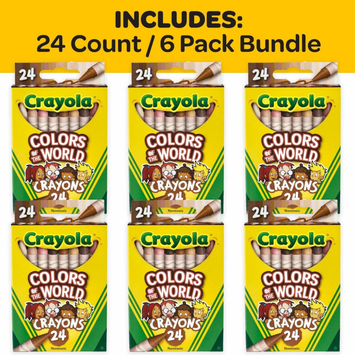 Crayola Bulk Crayon Set, Colors of The World, Teacher Classroom Must Haves, School Supplies Essentials, 6 Sets of 24 Colors