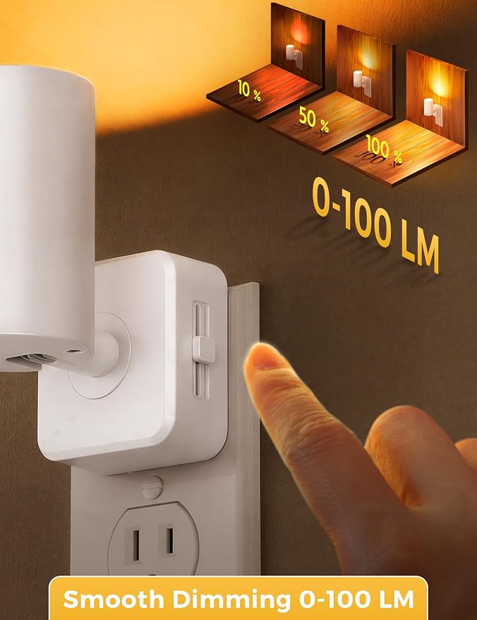 L LOHAS LED Night Lights Plug into Wall,[2-Pack] Wall Spot Lights Indoor with Light Sensor,Amber Night Lights,for Home Decor Party Bathroom,Hallway