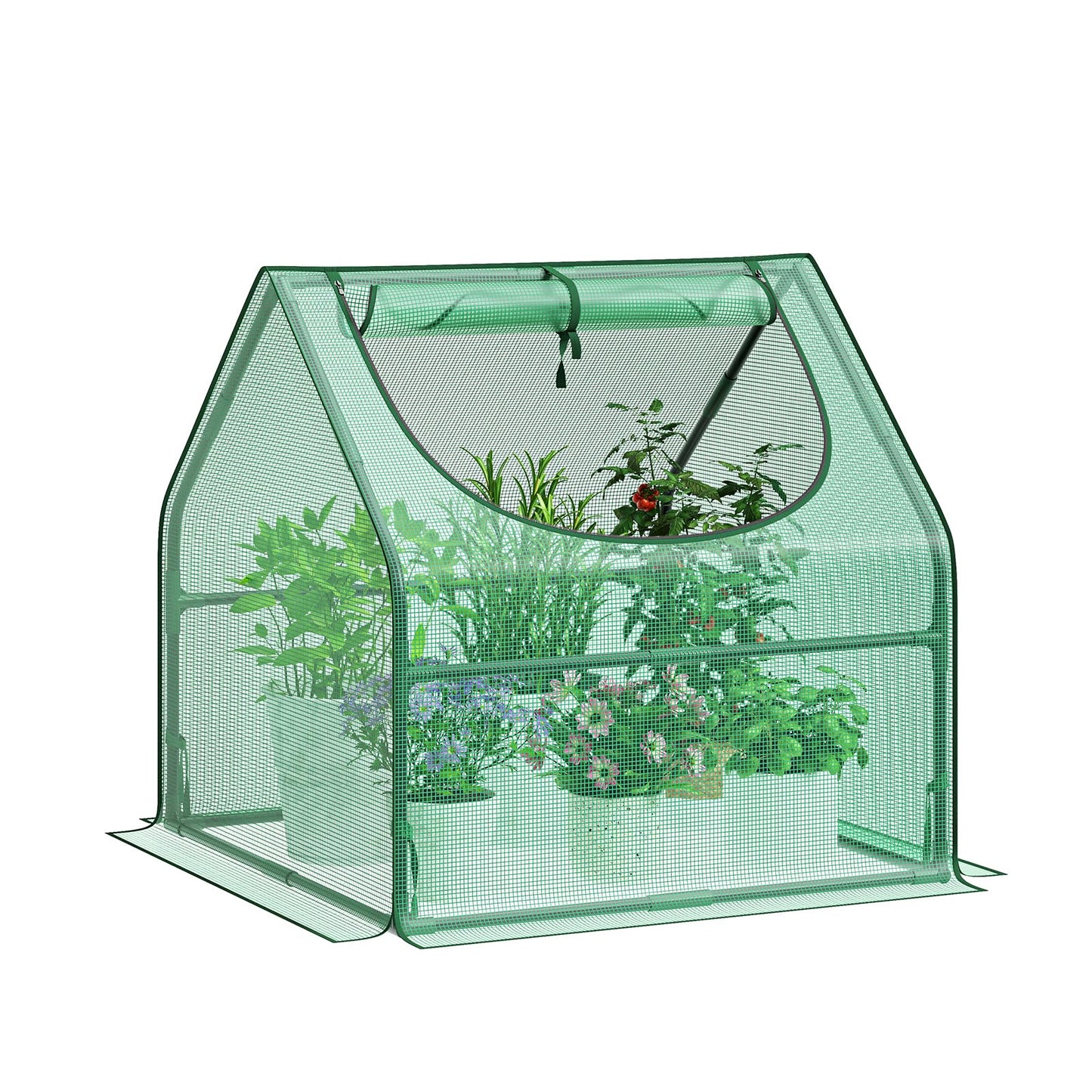 Greatbuddy Portable 3×3×3FT Mini Greenhouse, High-Density PE Plant Cover with Roll-up Zipper Window, Perfect for Indoor Outdoor Plant Growing