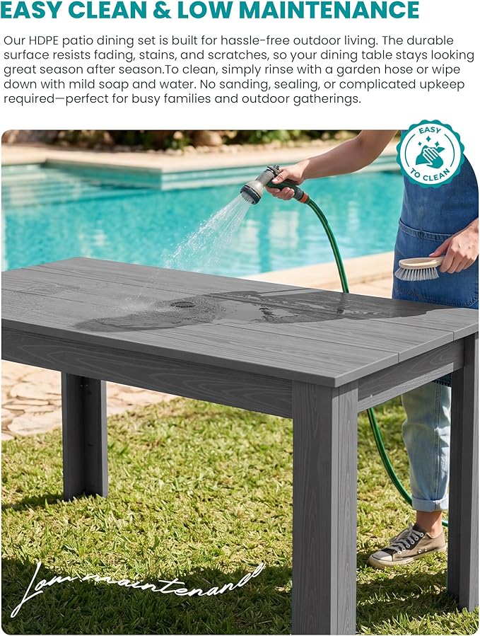 SERWALL Patio Dining Set with 15FT Double Side Umbrella, Outdoor Dining Sets