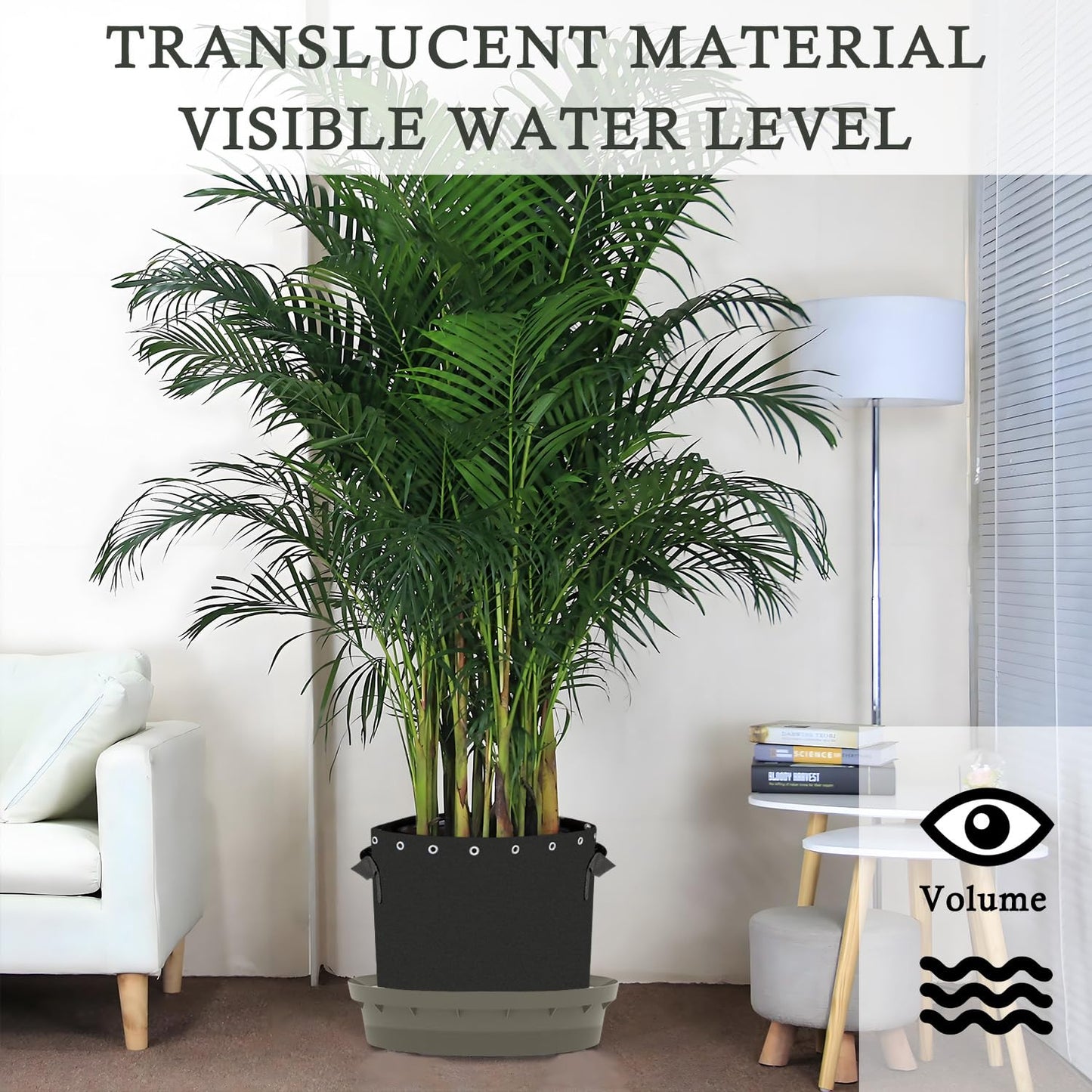 Molgoc Self-Watering Base with Visible Water Level,5-Pack,Keeps Leaves and Flying Insects Out,Maintains Water Quality, Brown.(Without Wheels).