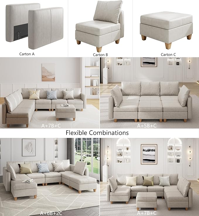 EASE MOOSE Armrest Module for Modular Sectional Sofa, Faux Leather Side