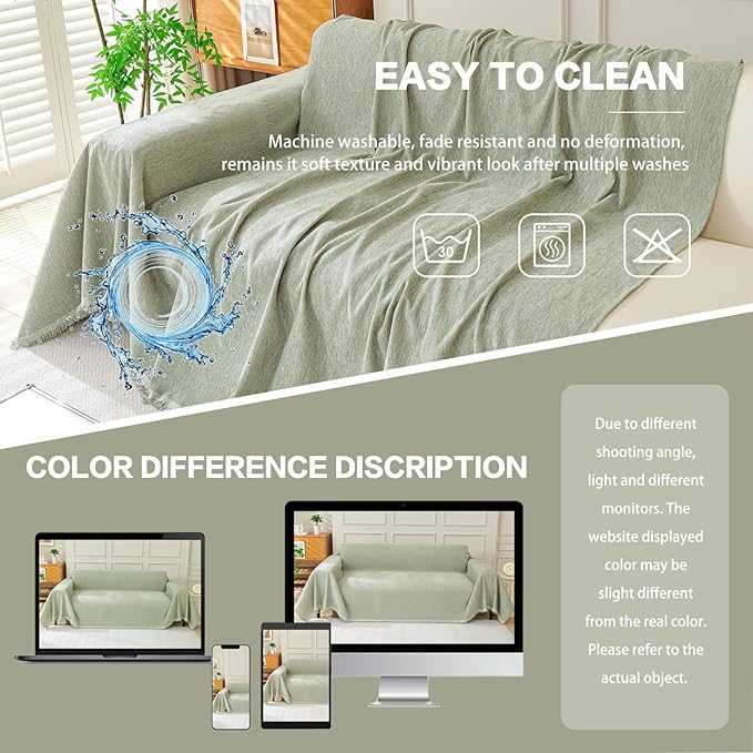 DREAMINGO Sofa Covers Washable Thick Chenille Couch Cover