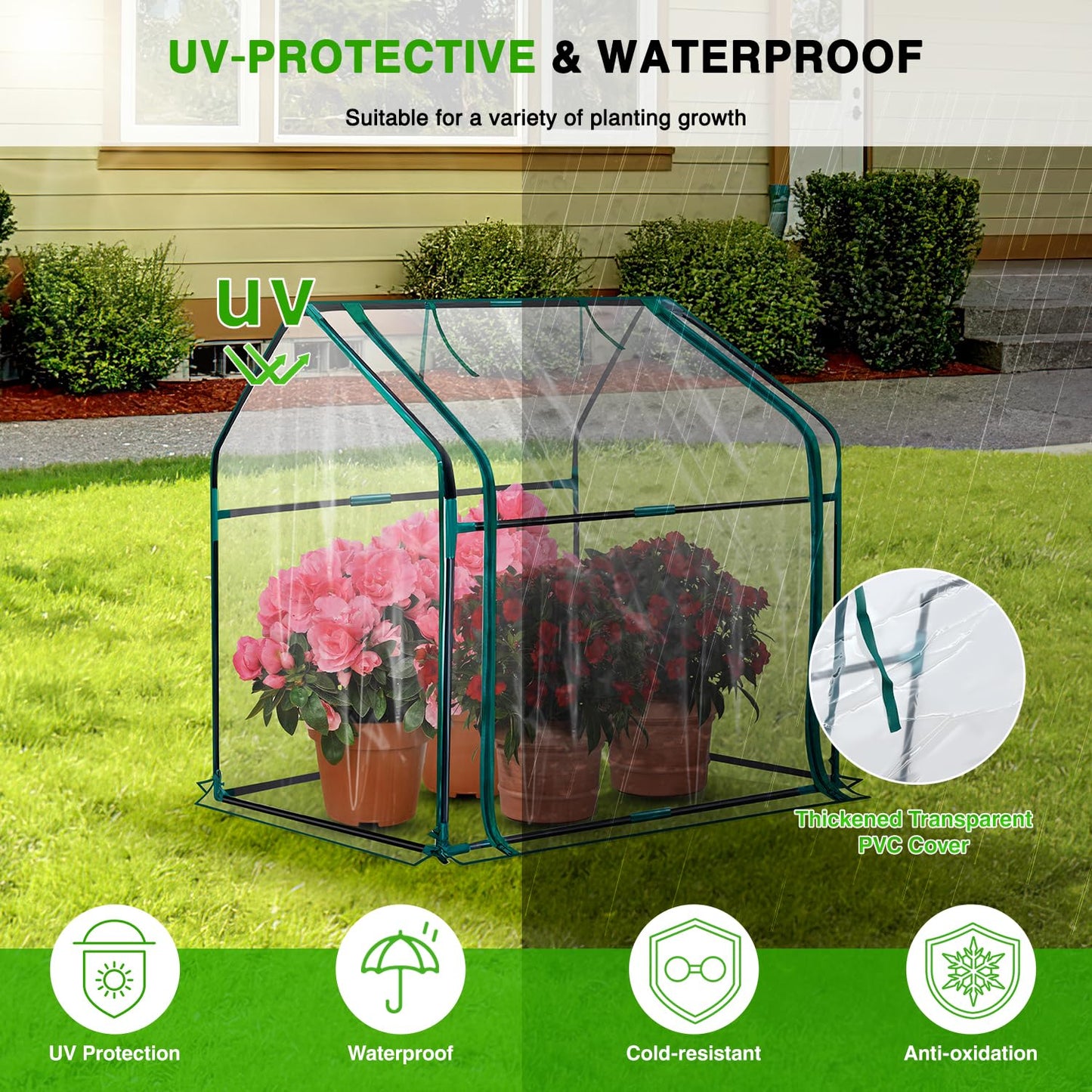 Yesker Mini Greenhouse 36"x18"x33" Portable Small Green House for Indoor Outdoor Greenhouses with PVC Cover Compact Greenhouses Kit for Winter Gardening Balcony Patio Outside Backyard Plant Protection