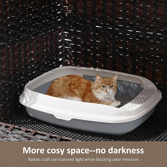 Cat Litter Box Enclosure with Soft Litter Mat; Hidden Cat Washroom Furniture