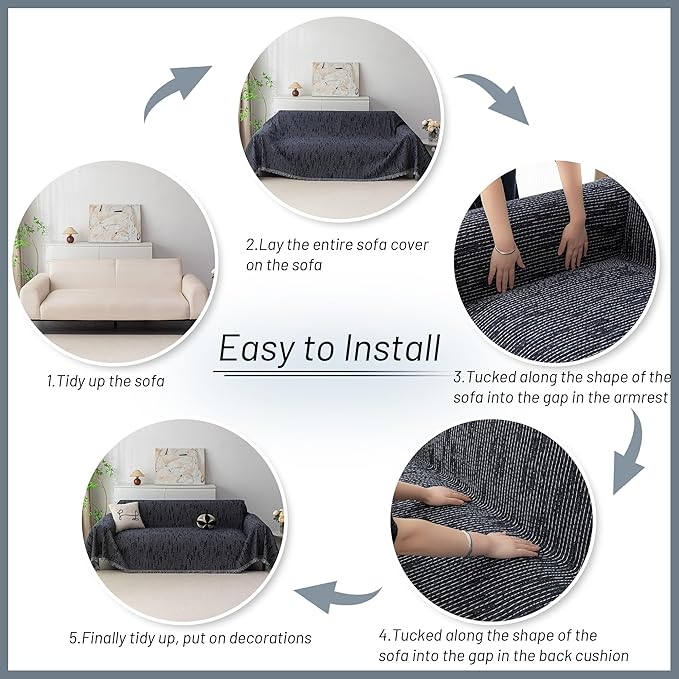 MYSKY HOME Couch Covers for 3 Cushion Couch Sofa, Sectional Couch Cover L Shape