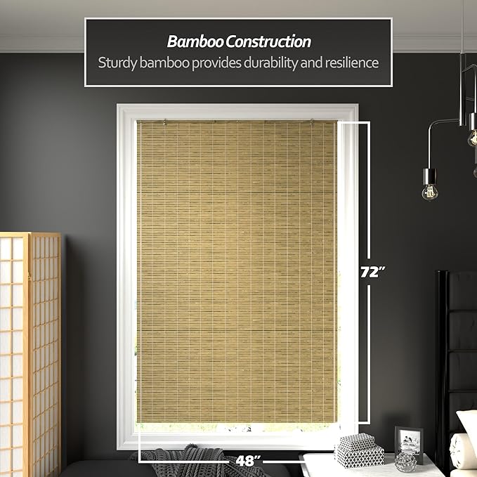Red Lantern Burnt Bamboo Cordless Window Shade