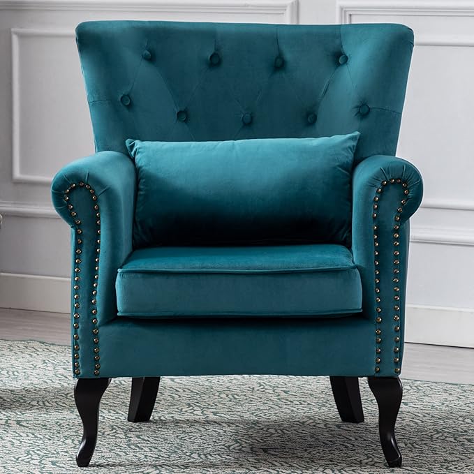 Mid Century Modern Accent Chair Upholstered Armchair Comfy Velvet Fabric Single