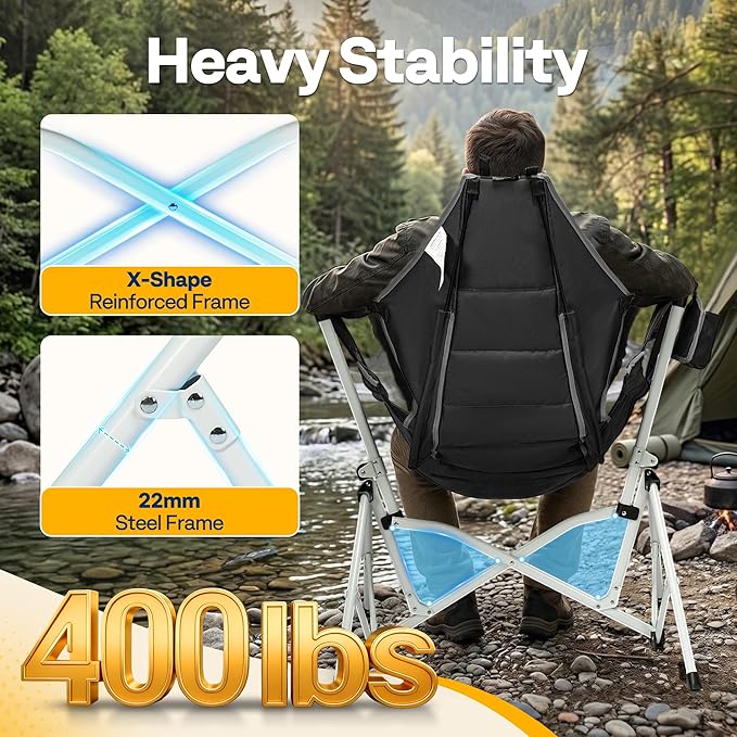 VIVOHOME Hammock Camping Chair, Portable Outdoor Swinging Rocking Chairs