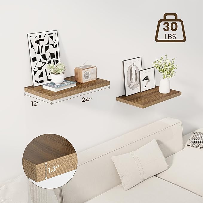 Dreamland 24" Floating Shelves for Wall, Wall-Mounted Shelves for Bedroom