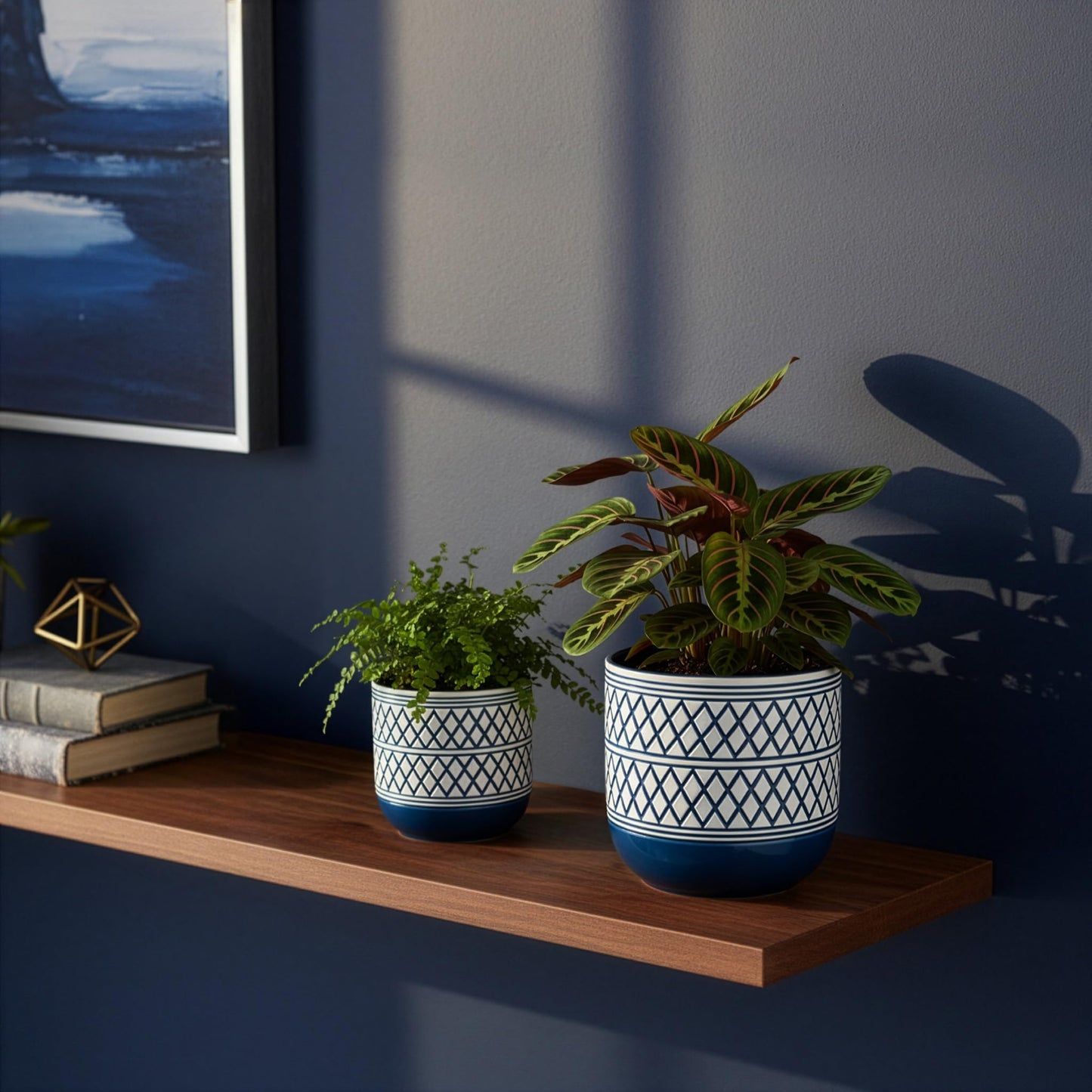 HERDUK Decorative Ceramic Flower Pots Set of 2 – 6 & 4.7 Inch Indoor Plant Pots, Boho Decorative Pots for Plants, Orchid & Succulent Planters with Drainage