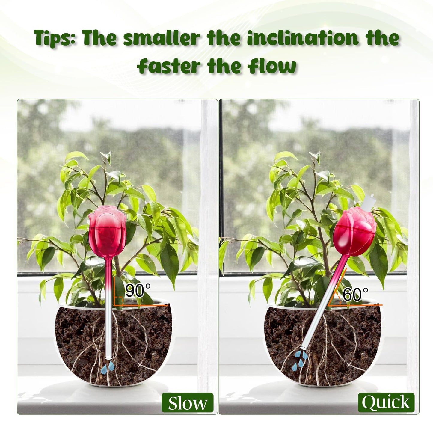 4Pcs Rose Self Watering Globes for Indoor Plants, Iridescent Glass Plant Watering Bulbs with Rainbow Finish, 100ML Decorative Automatic Waterers for Flowers, Ideal for Home Decor & Vacation Gift