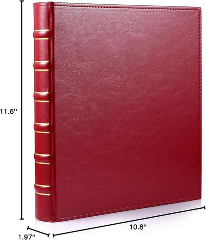 WOT I Vintage Leather Card Binder | Holds 540 Cards, Refillable Leather 3 Ring Binder for MTG/TCG/Sports Cards, Elegant Book-Style Organizer - Red