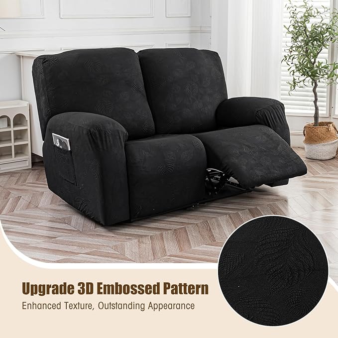 Gennia Recliner Loveseat Cover 4 Pieces, Waterproof Stretch Recliner Sofa