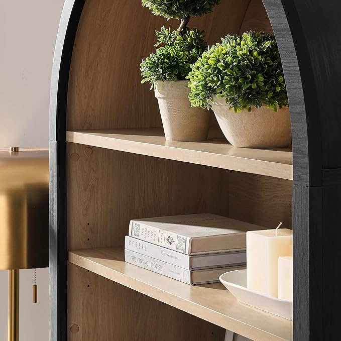 Modway Nolan Tall Arched Storage Display Cabinet in Black