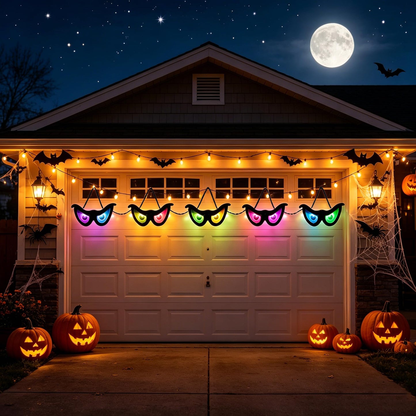 yofit 6.5ft Outdoor Halloween Decorations 5 Pairs Glowing Eyes