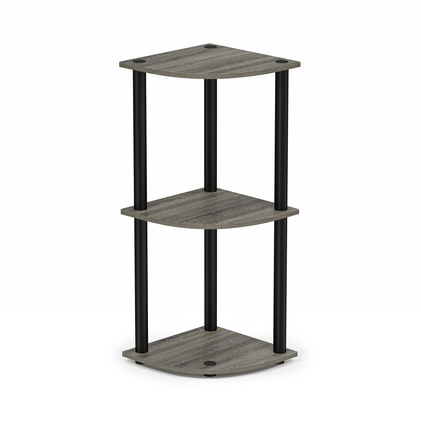 Furinno TURN-N-TUBE Corner Shelf, 3-Tier Corner Bookshelf, Display Storage Shelves with Open Shelves, for Organization and Storage, Living Room, Home Office, Garage, French Oak