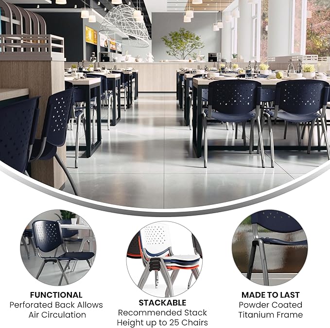 Flash Furniture HERCULES Series 880 lb. Capacity Navy Plastic Stack Chair