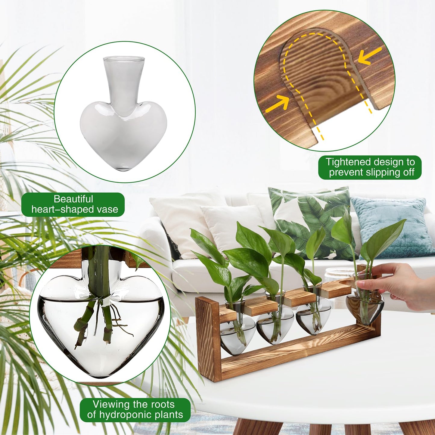 CYZglass Plant Propagation Stations Heart Plant Terrarium Kit Gift for Women Plant Lover Glass Vases