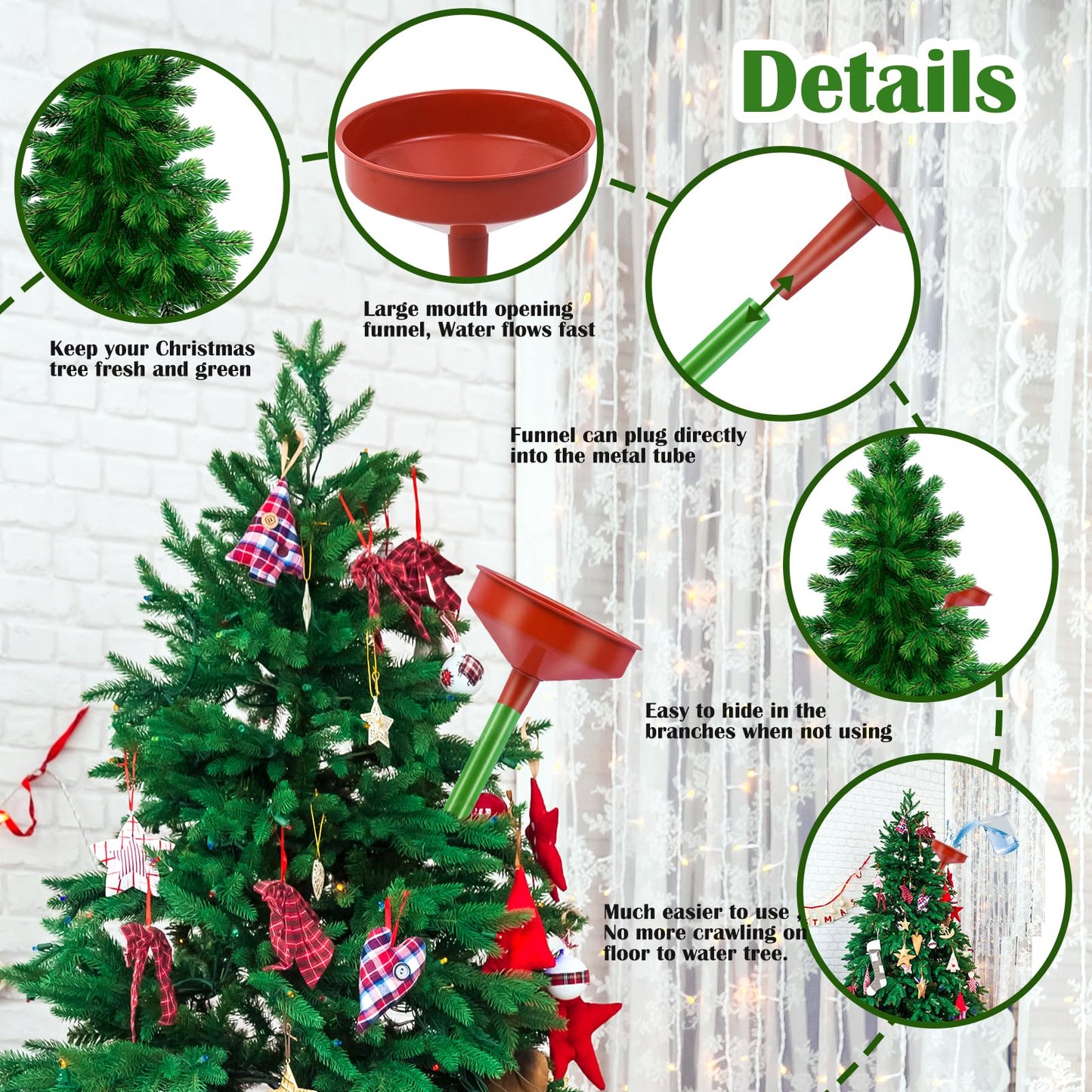 47inch Christmas Tree Watering Funnel Christmas Tree Watering System with Large Stainless Steel Tubes Xmas Tree Watering Device Easy Assembly Plant Watering Tool for Indoor Outdoor Xmas Tree