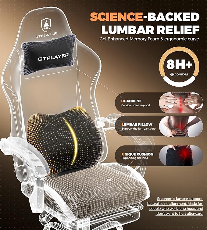 GTPLAYER Gaming Chair with Foot Rest & Pocket Spring Cushion, Ergonomic High