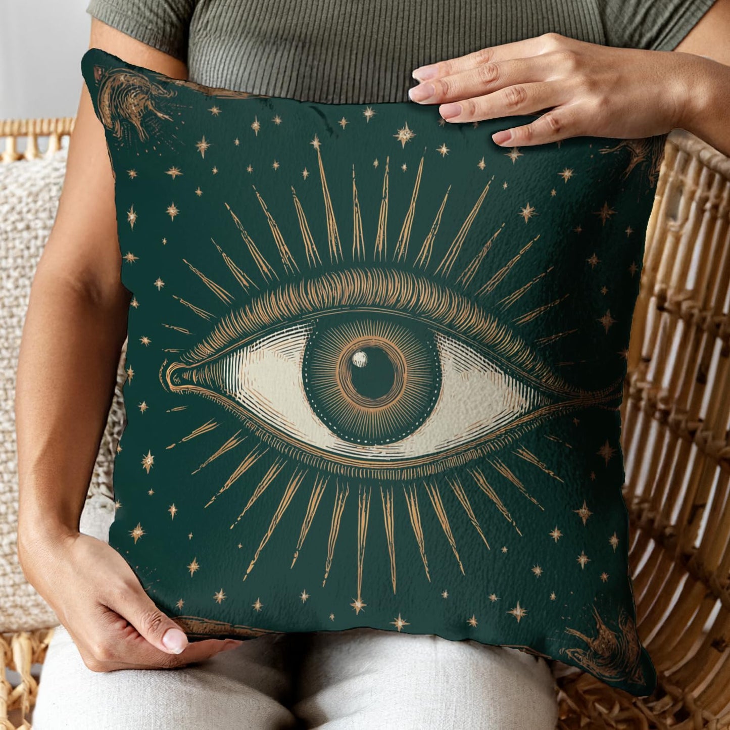 RBAFAO Gothic Floral Throw Pillow Cover, Darkly Elegant Floral Decorative Pillow Spooky Tiki Skull Flower Motif, Witchy Art Deco Pillowcase Cushion Cover for Bed Sofa Living Room (Green, 18x18inches)
