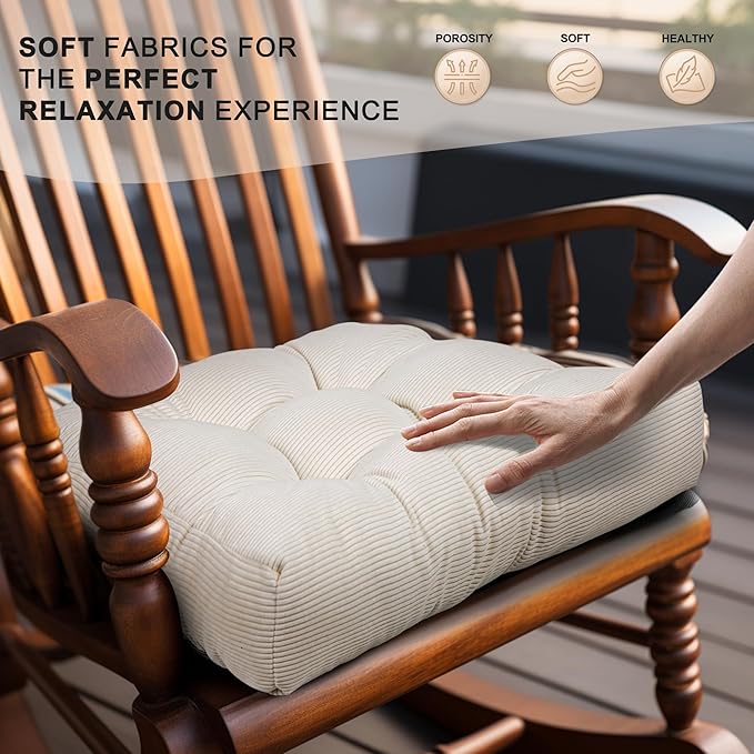 Lokex Rocking Chair Cushion Only, Tufted Non-Slip Comfortable Rocking Chair