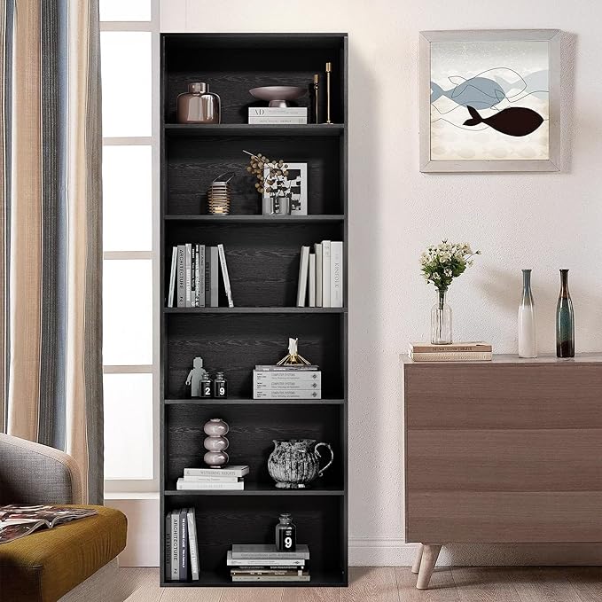 GRUSIGN 71" Tall 6-Tier Bookshelf, Large Open Display Bookcase