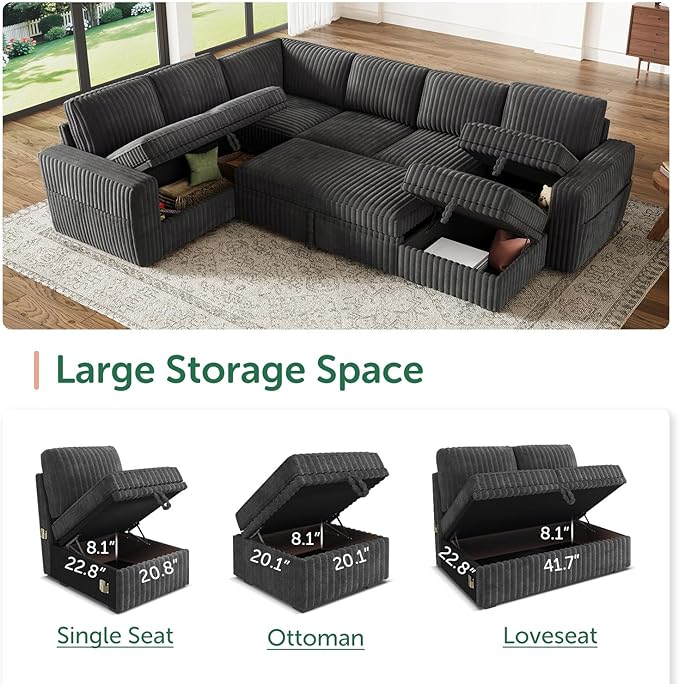 HONBAY Modular Sectional Sleeper Sofa