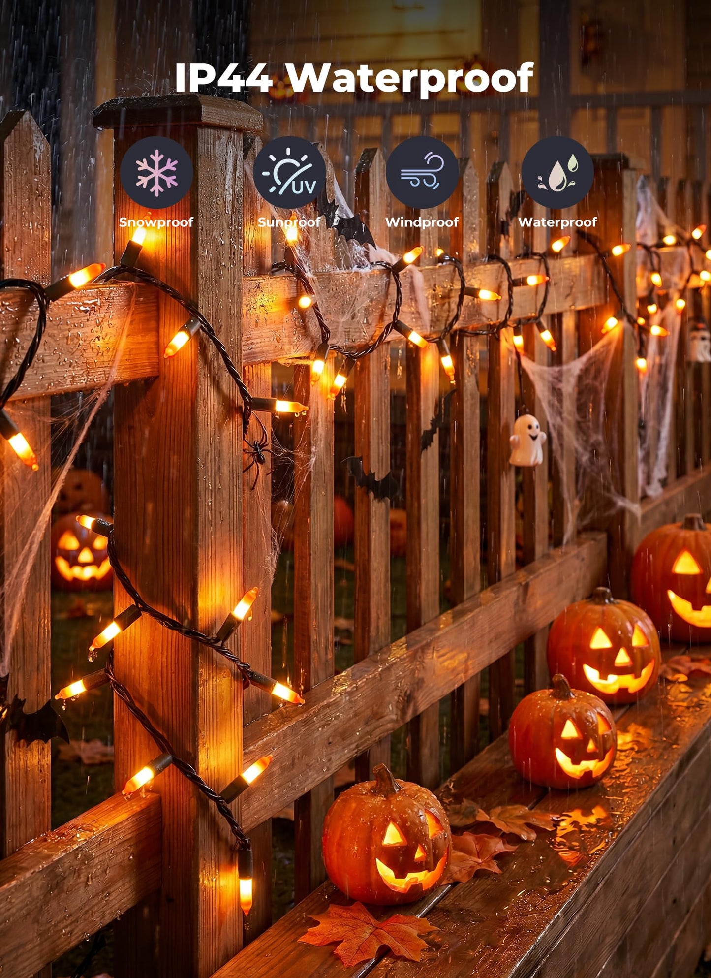 Minetom 100-count 25Ft.Yellow & Orange Candy Corn Incandescent Mini Halloween String Lights for Outdoor & Indoor Halloween Decoration, Waterproof & Connectable