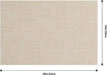 Leetaltree Beige Placemats Set of 20 - Heat Resistant Non-Slip Place mats for Dining Table, Washable Durable PVC Vinyl Woven Table Mats(Beige, 20)