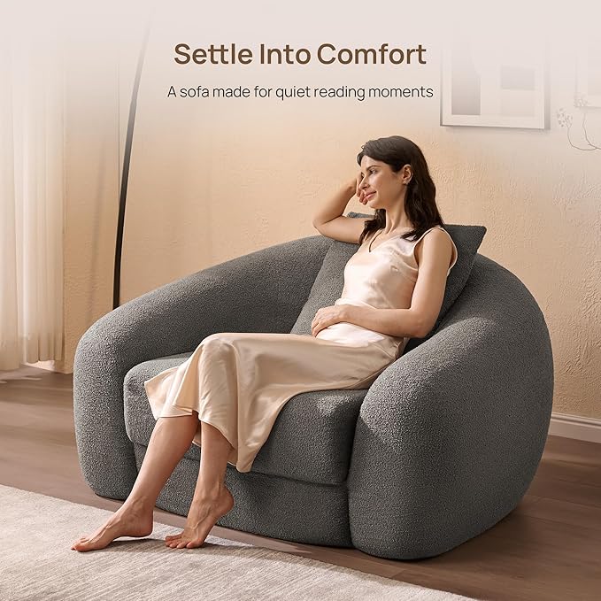 SICOTAS 49.9" Curved Convertible Sofa Couch Bed