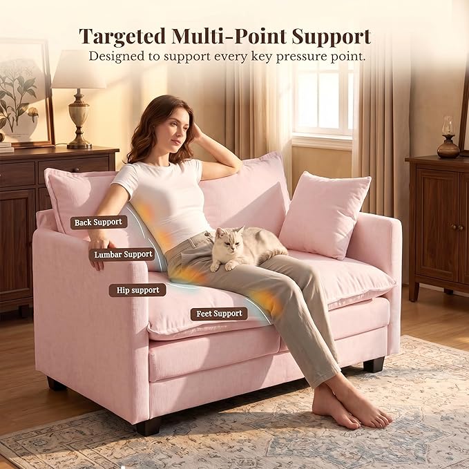 Loveseat Sofa with Cloud 3-Layer Cushion & 27" Deep Seat, Modern Love Seat