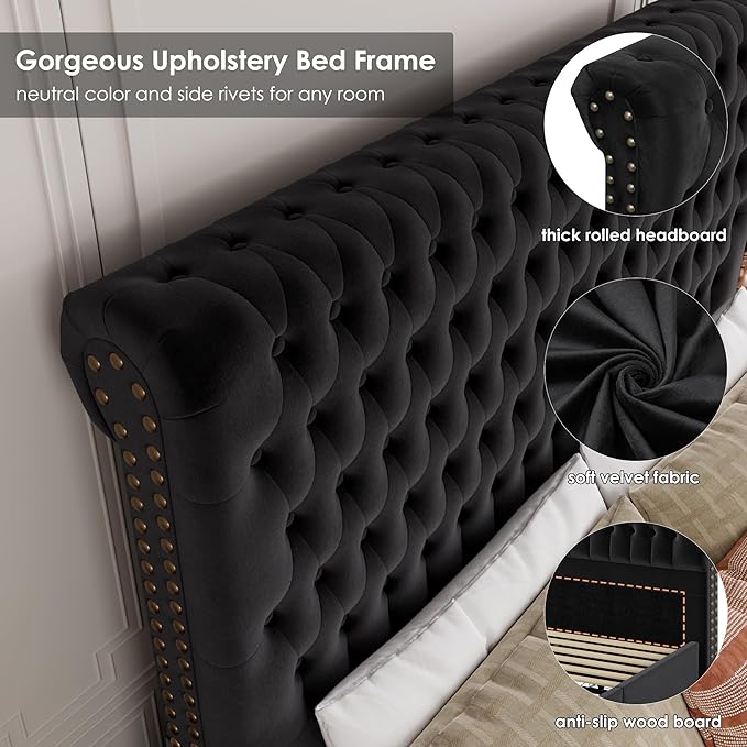 Queen Size Bed Frame 54" Tall Headboard